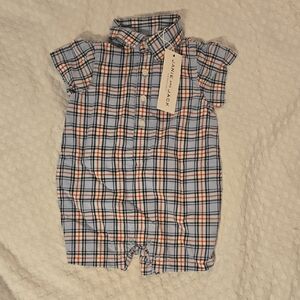Janie and Jack 0-3m Blue & Red Plaid Romper